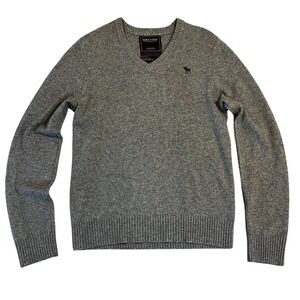 Y2K Ezra Fitch Abercrombie Fitch Mens Gray 100% Cashmere V-Neck Sweater M Preppy